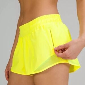 Lululemon Vibrant Yellow Women's Athletic Shorts SIze 12 biking  yoga Momcore